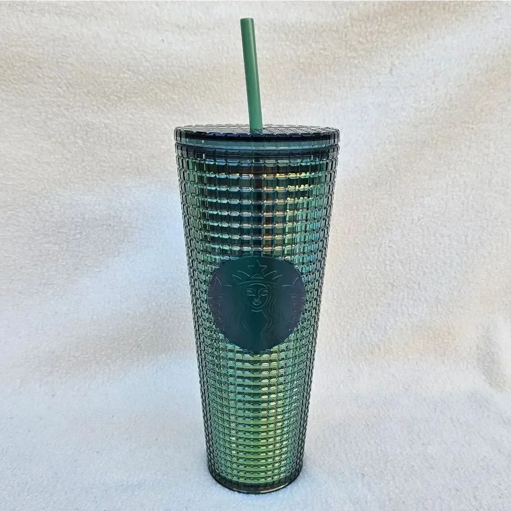 Starbucks Green Rainforest Grid Iridescent Tumbler 24oz